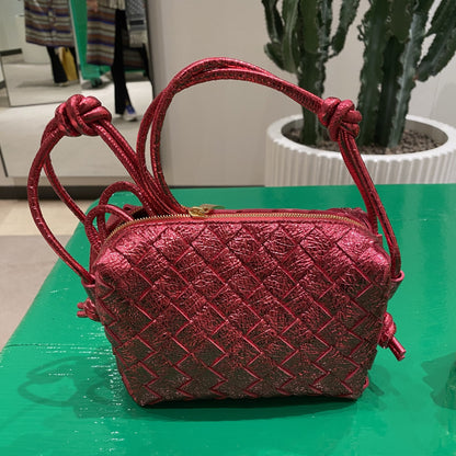 Bottega Veneta Mini Loop Bag In Craque Metallic