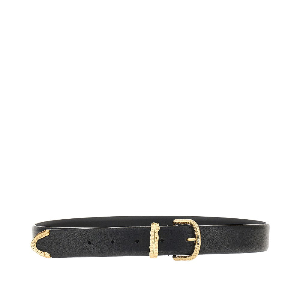 PINKO Hammered buckle leather belt
