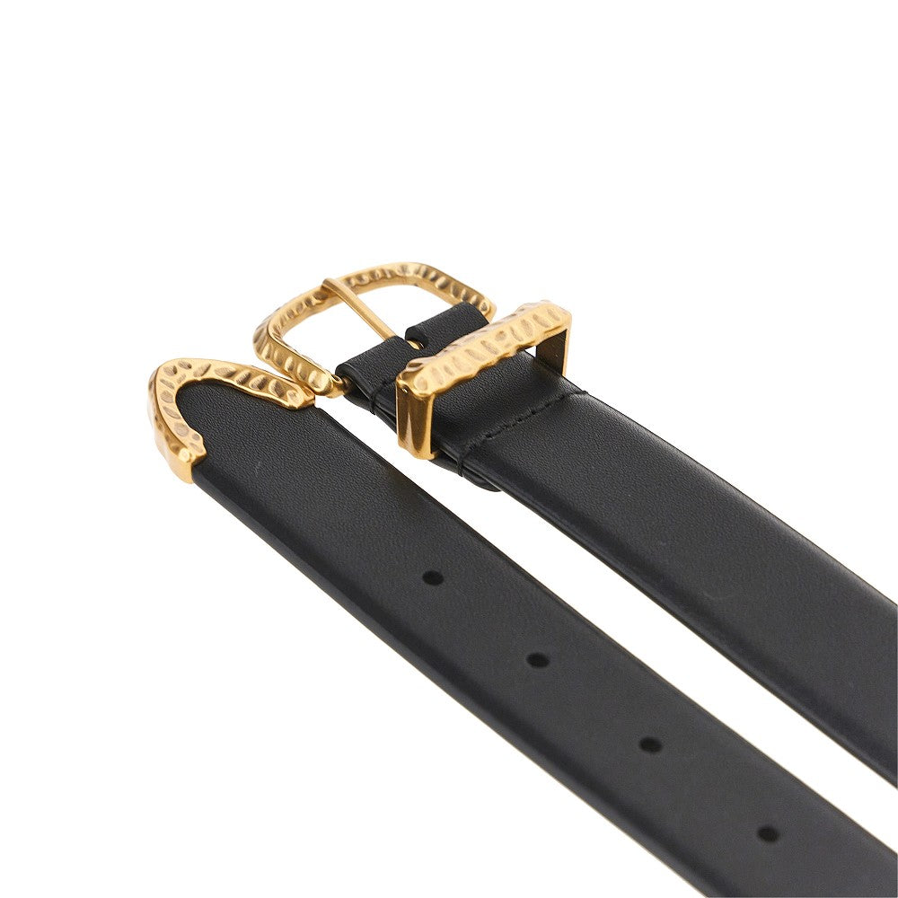 PINKO Hammered buckle leather belt
