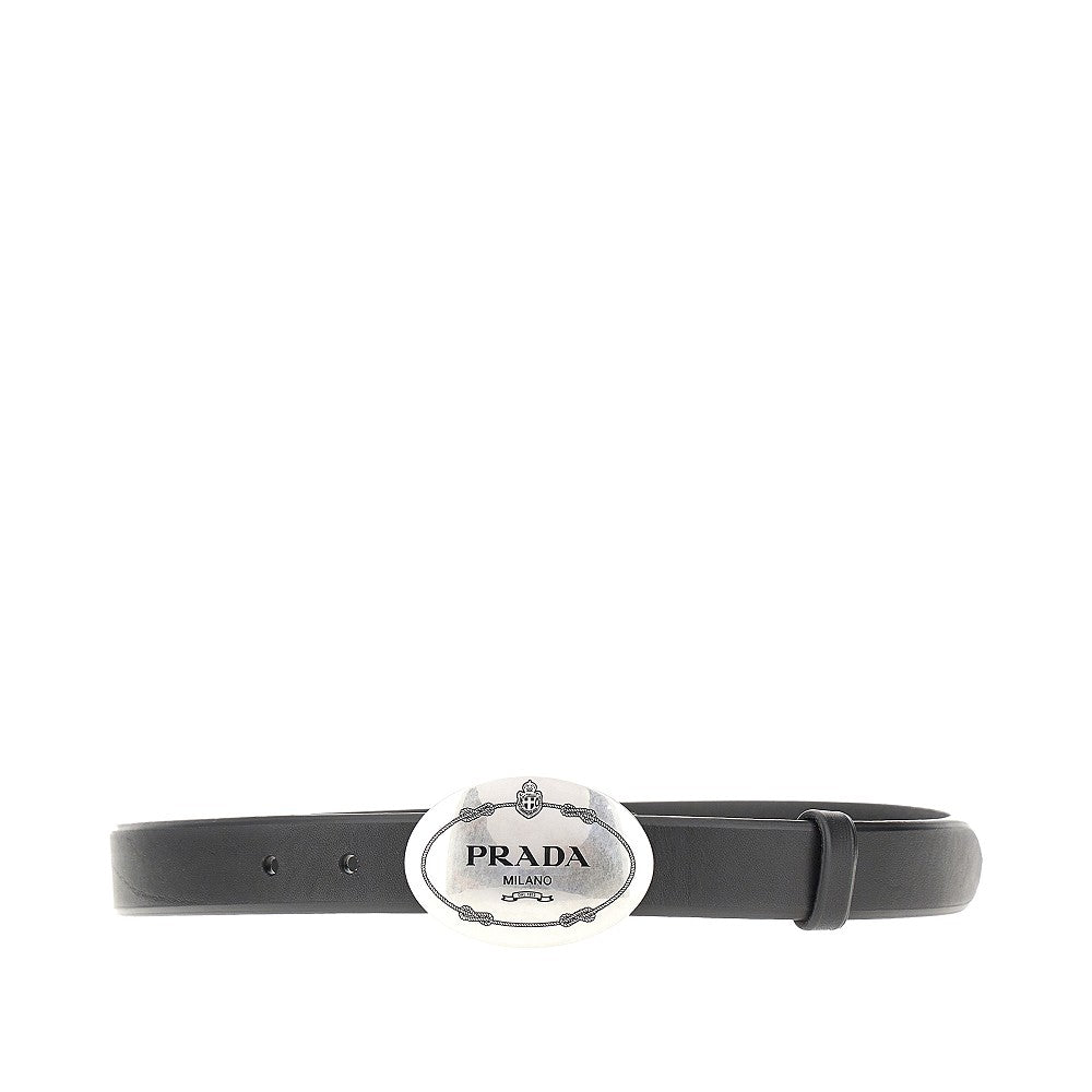 PRADA Leather belt with logo buckle