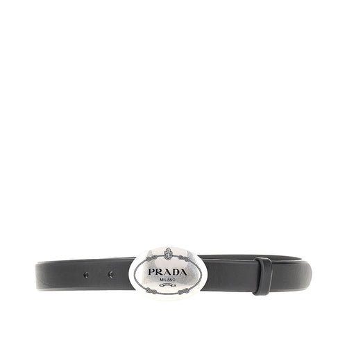 PRADA Leather belt with logo buckle