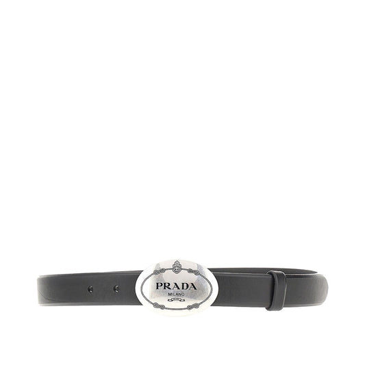 PRADA Leather belt with logo buckle