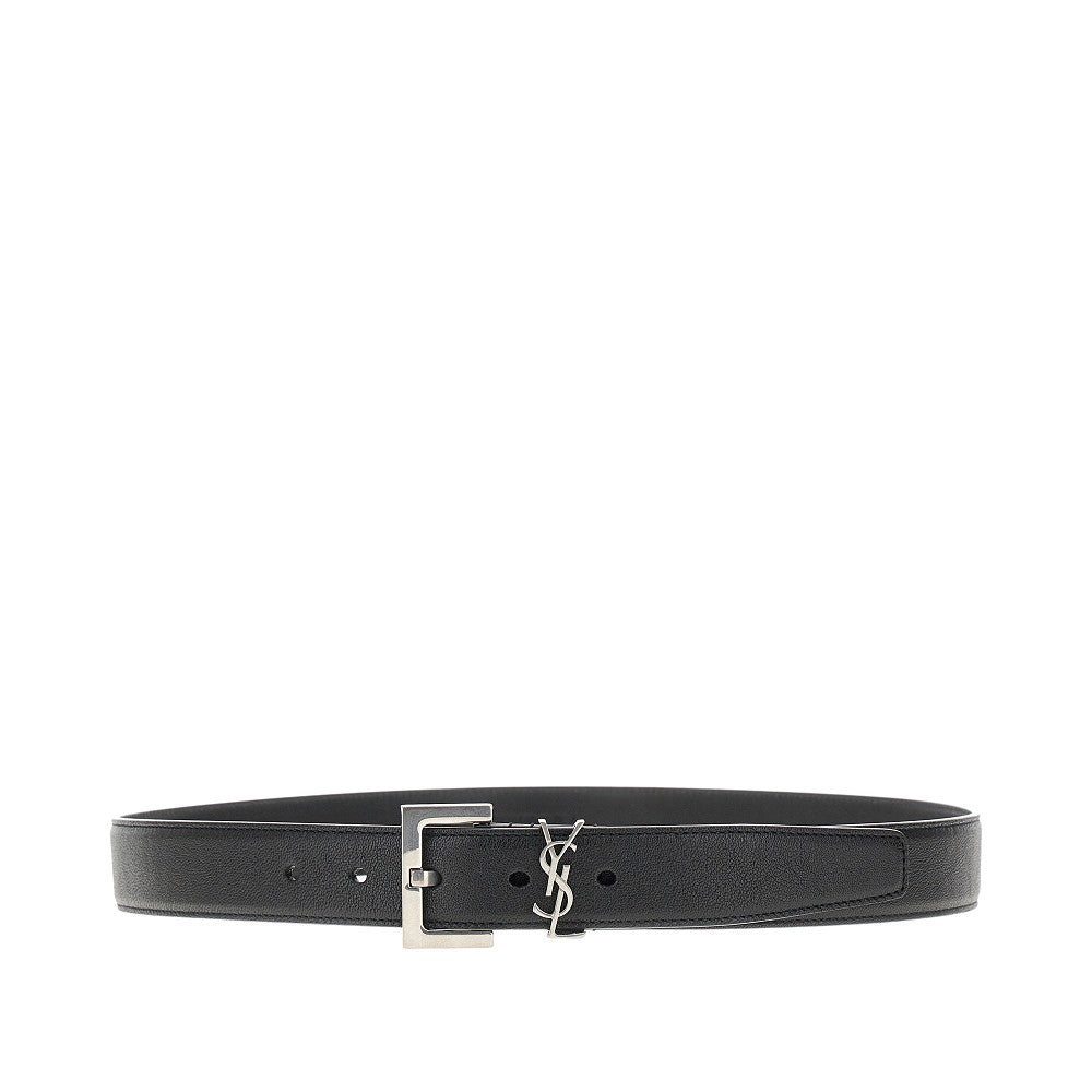SAINT LAURENT Leather belt with Cassandre detail