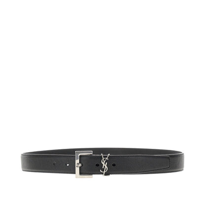 SAINT LAURENT Leather belt with Cassandre detail