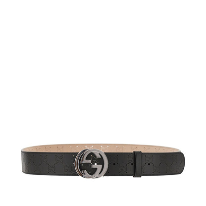 GUCCI Leather belt with GG Interlock buckle