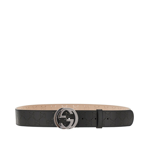 GUCCI Leather belt with GG Interlock buckle