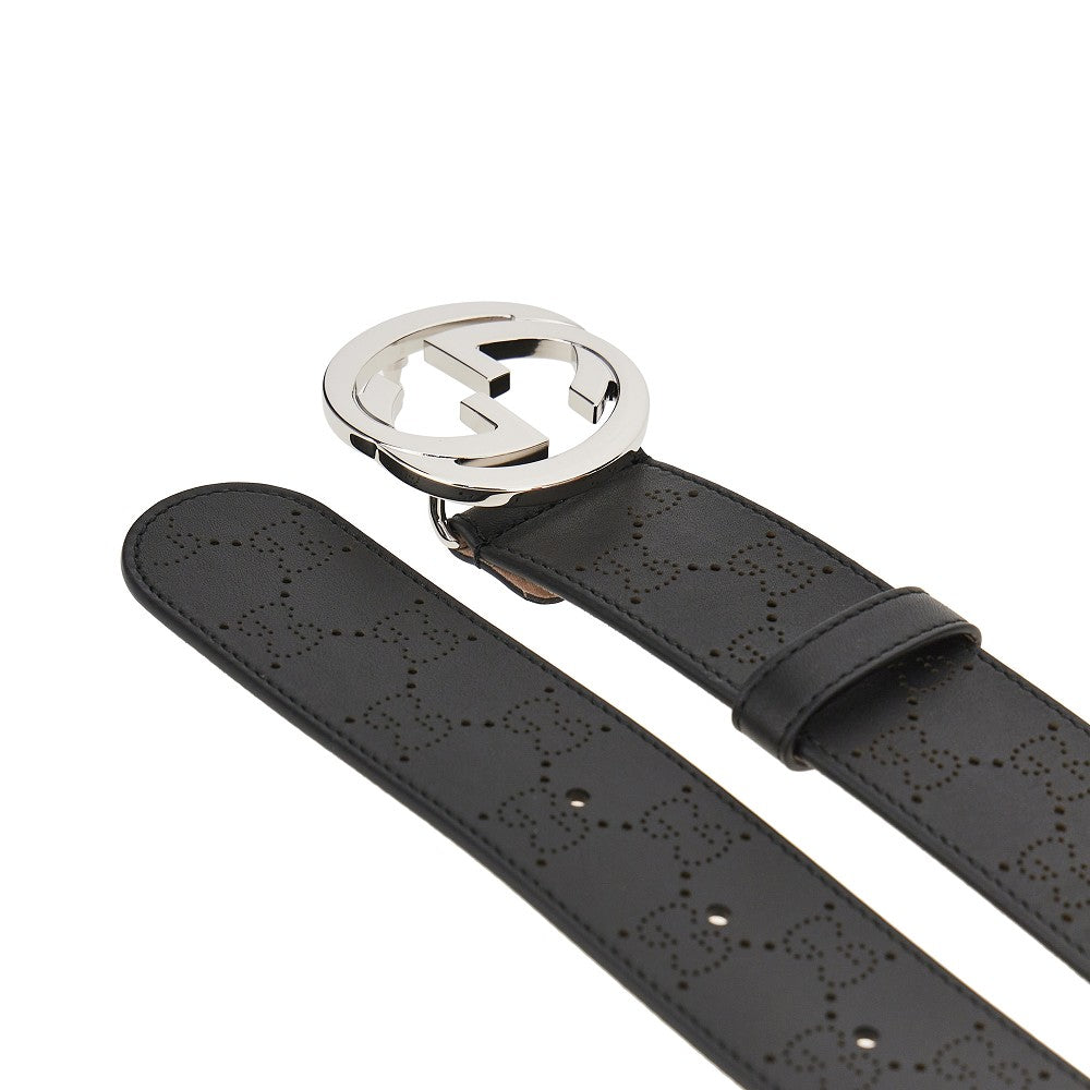 GUCCI Leather belt with GG Interlock buckle