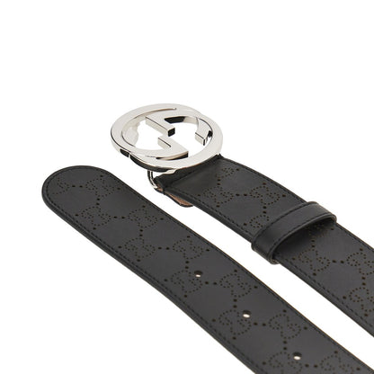 GUCCI Leather belt with GG Interlock buckle