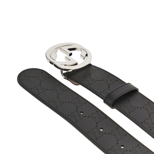 GUCCI Leather belt with GG Interlock buckle