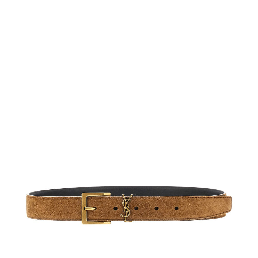 SAINT LAURENT Leather belt with Cassandre logo