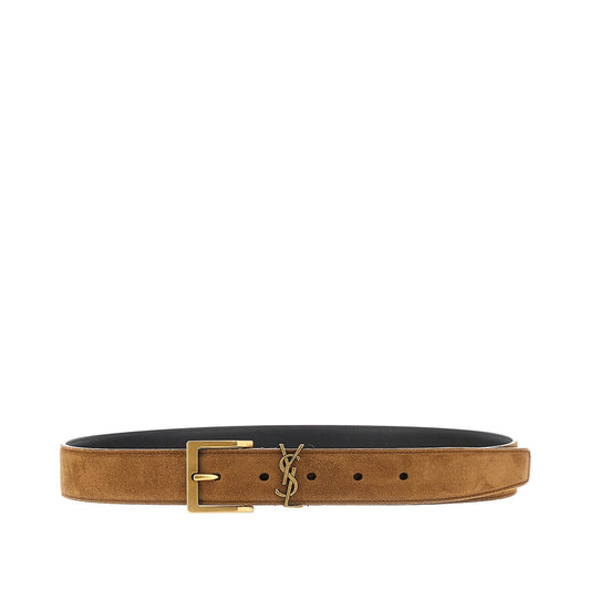 SAINT LAURENT Leather belt with Cassandre logo