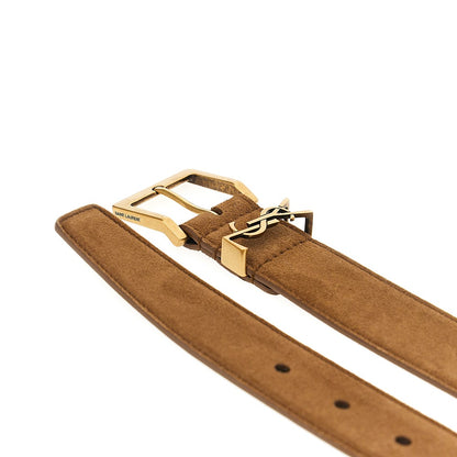 SAINT LAURENT Leather belt with Cassandre logo
