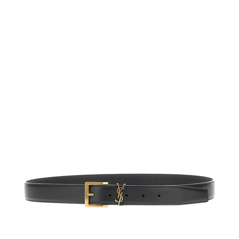 SAINT LAURENT Leather belt with Cassandre logo