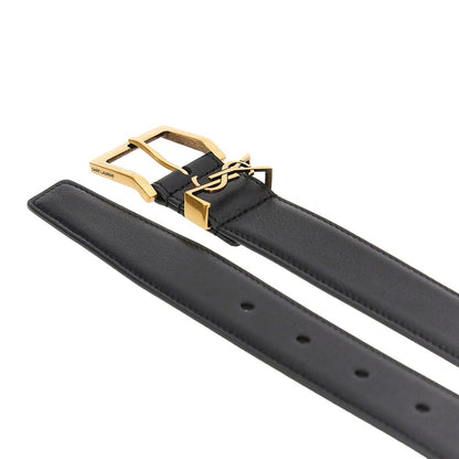 SAINT LAURENT Leather belt with Cassandre logo