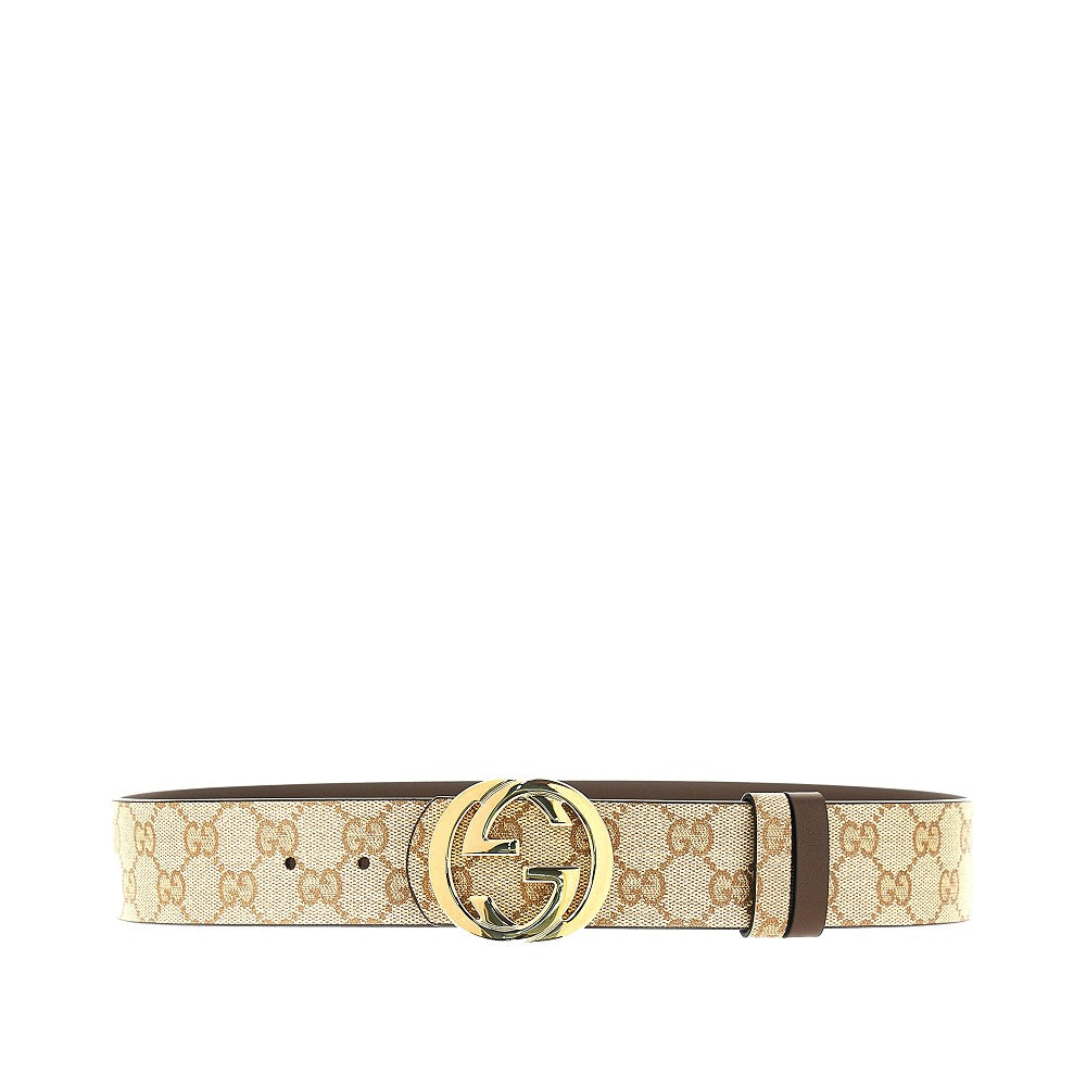 Gucci GG fabric and leather reversible belt