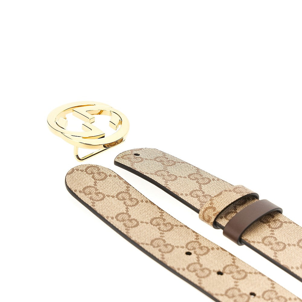 Gucci GG fabric and leather reversible belt