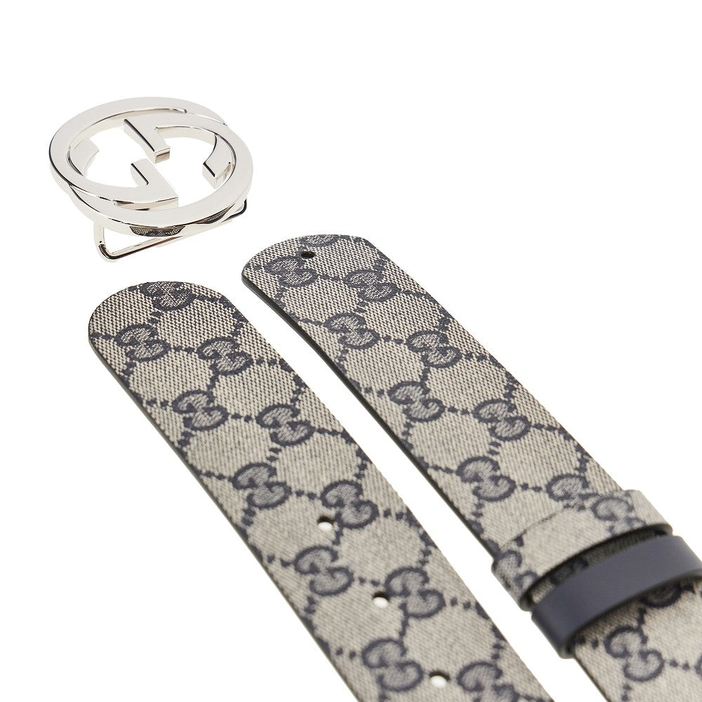 Gucci GG fabric and leather reversible belt