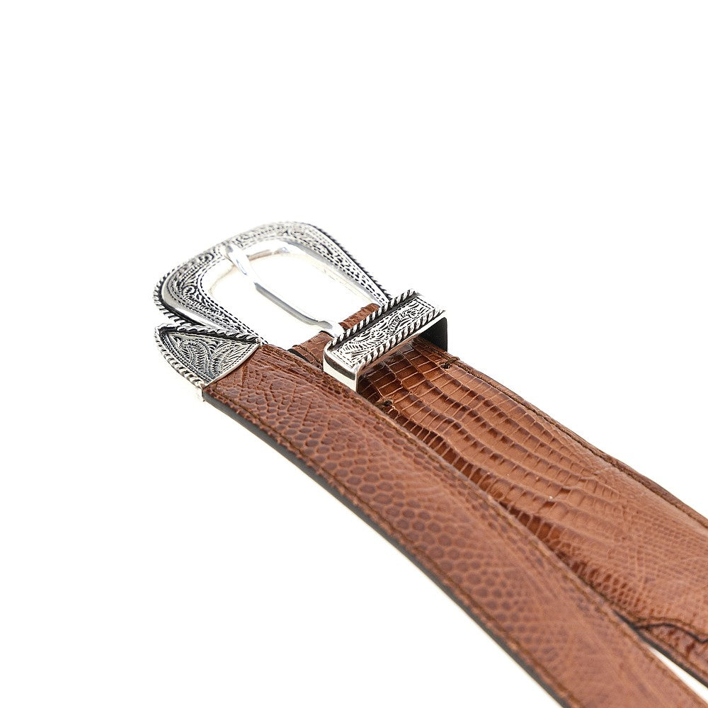 BRUNELLO CUCINELLI Engraved buckle leather belt