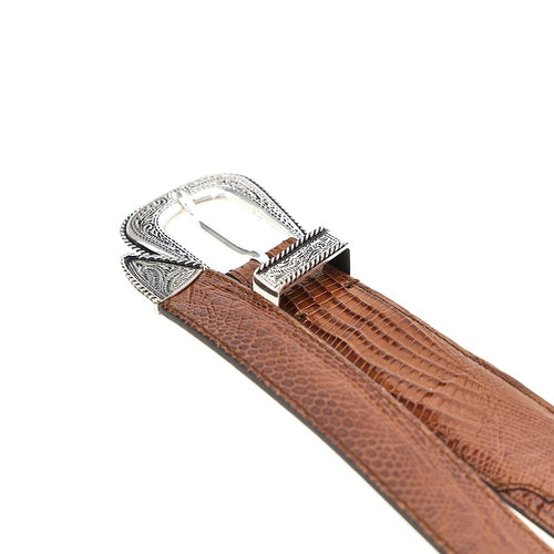 BRUNELLO CUCINELLI Engraved buckle leather belt