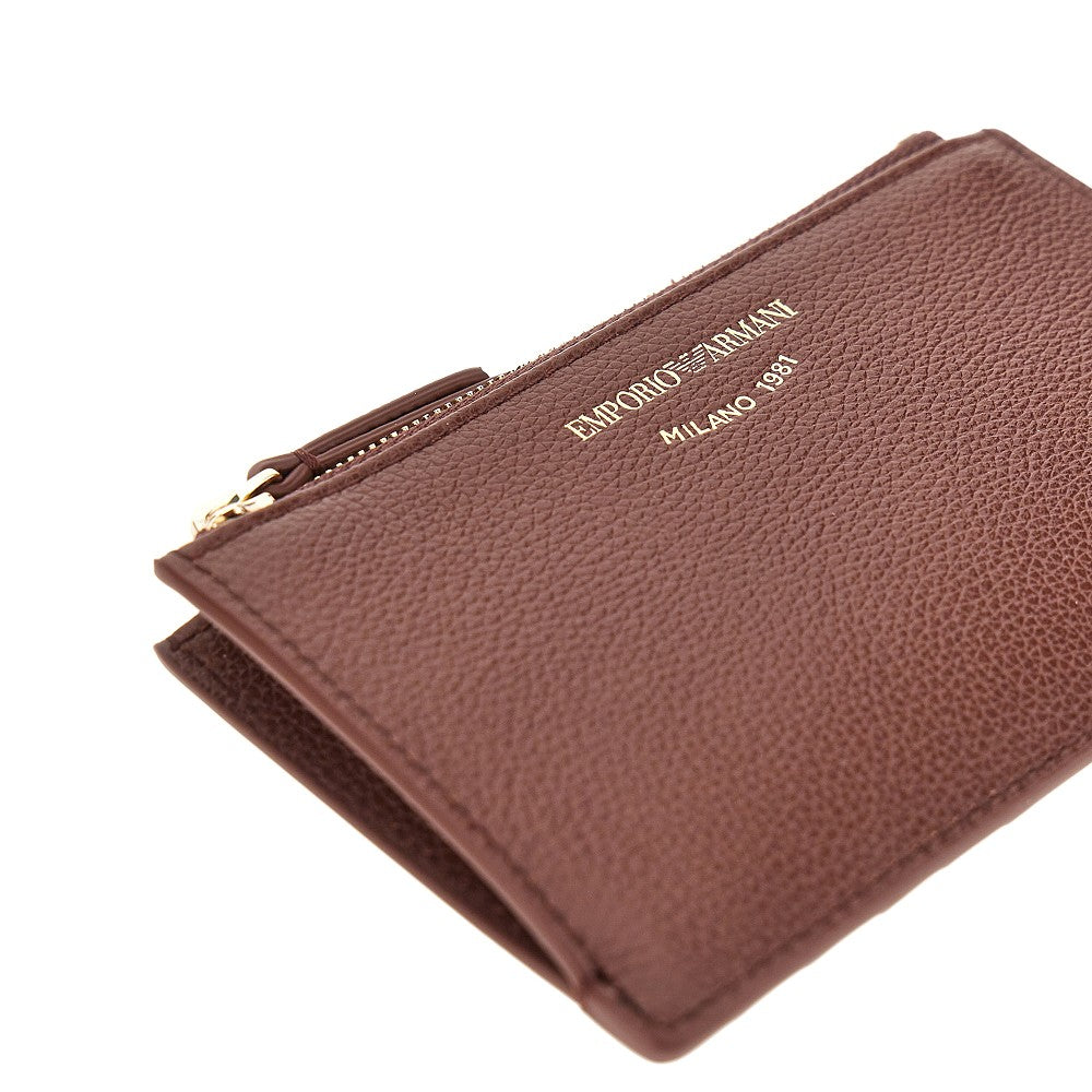 EMPORIO ARMANI Grained leather card holder with logo