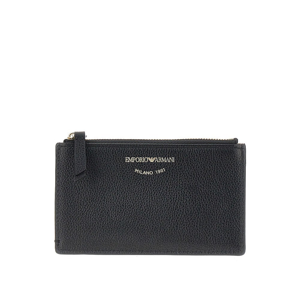 EMPORIO ARMANI Grained leather card holder with logo