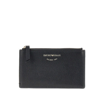 EMPORIO ARMANI Grained leather card holder with logo
