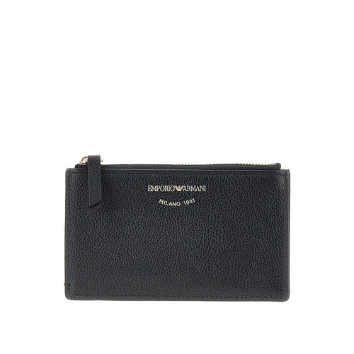 EMPORIO ARMANI Grained leather card holder with logo