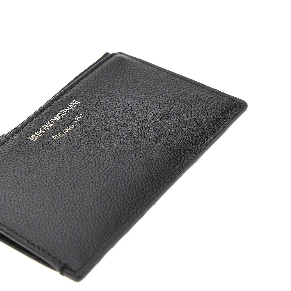 EMPORIO ARMANI Grained leather card holder with logo