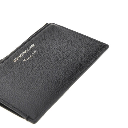 EMPORIO ARMANI Grained leather card holder with logo