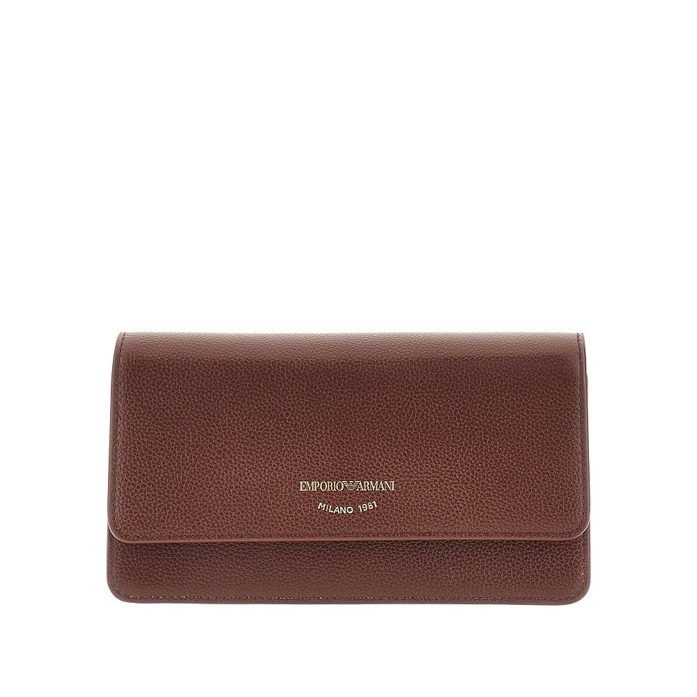 EMPORIO ARMANI Grained leather clutch with chain