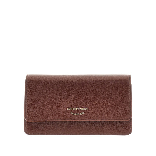 EMPORIO ARMANI Grained leather clutch with chain