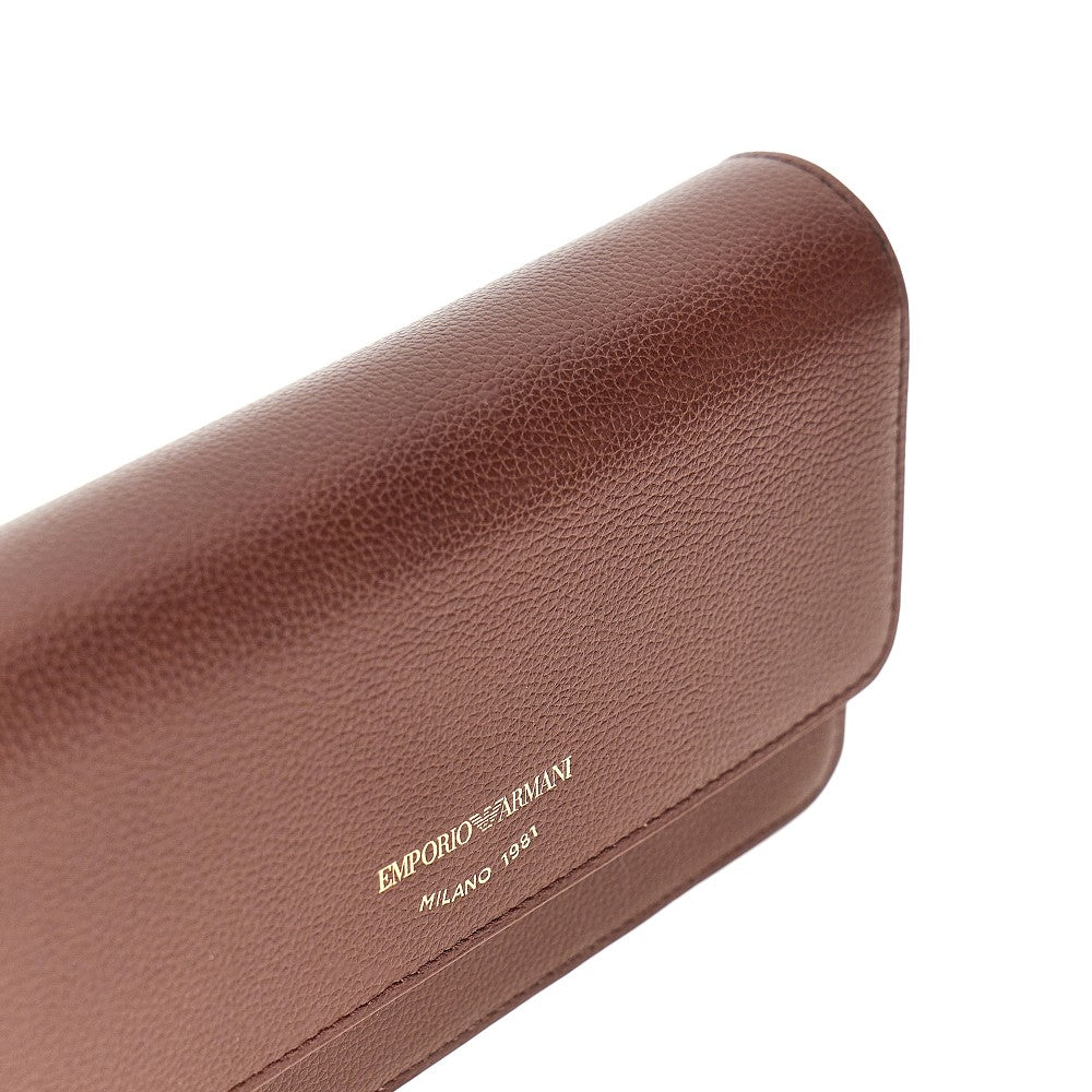 EMPORIO ARMANI Grained leather clutch with chain