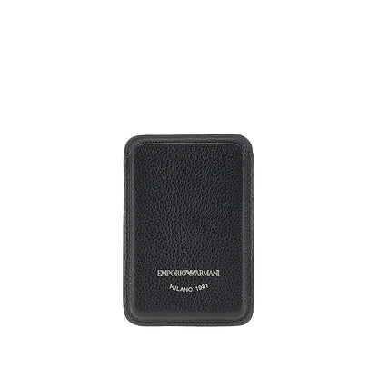 EMPORIO ARMANI Grained leather magnetic card holder