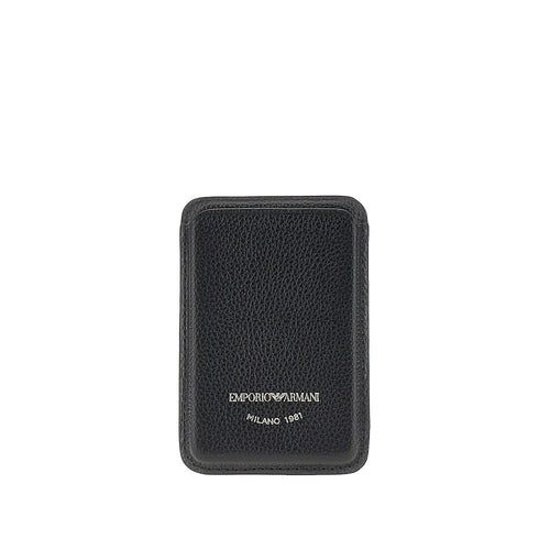 EMPORIO ARMANI Grained leather magnetic card holder