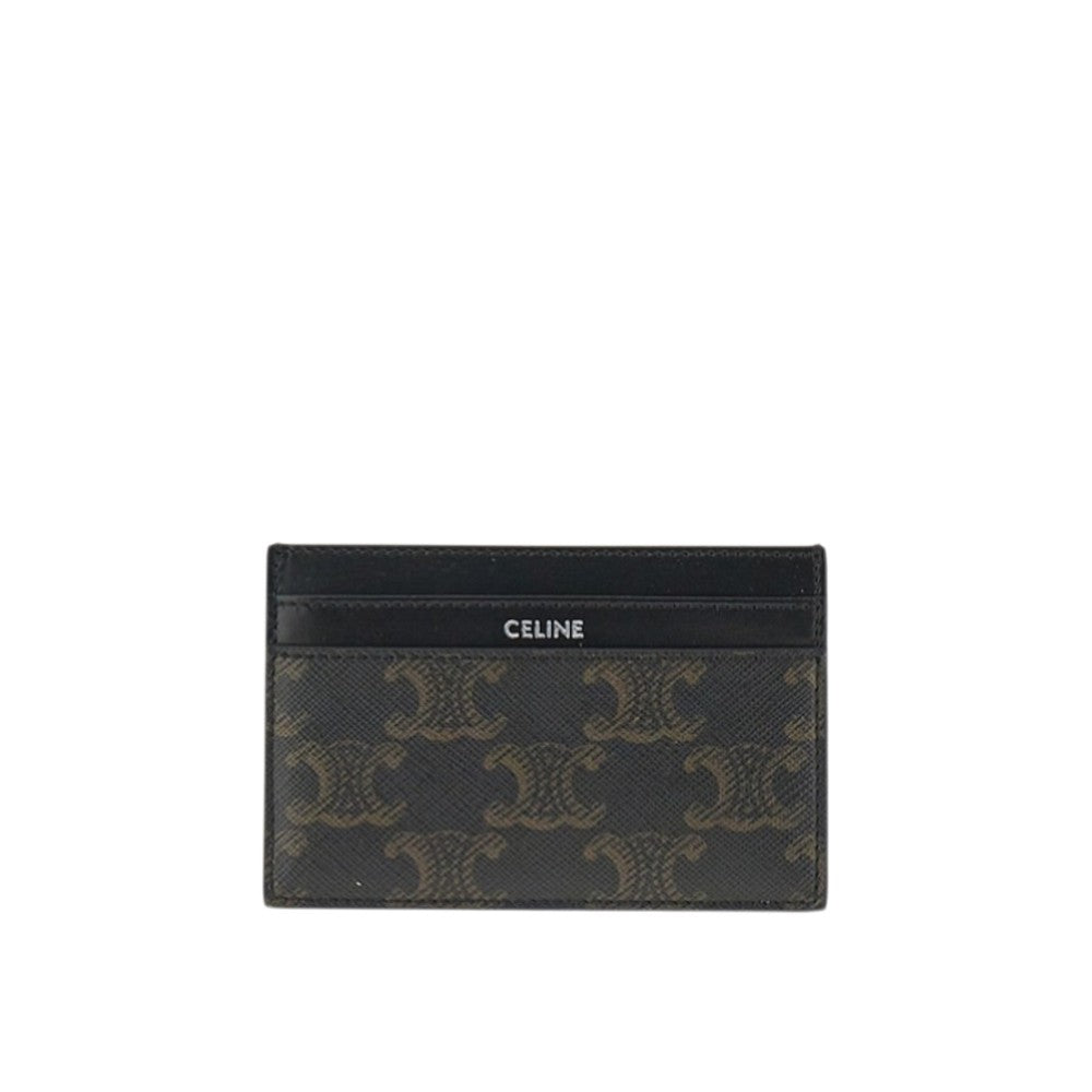 CELINE Triomphe canvas and leather cardholder