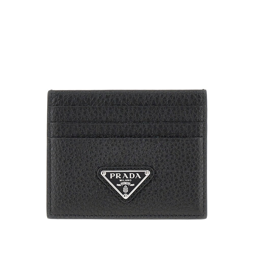 PRADA Grained leather cardholder with logo