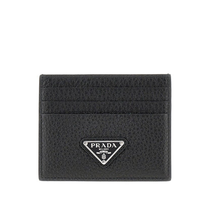 PRADA Grained leather cardholder with logo