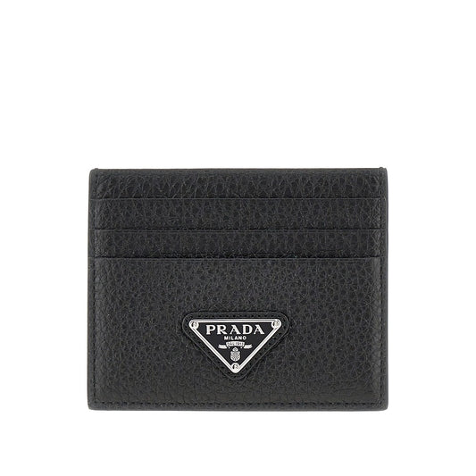 PRADA Grained leather cardholder with logo