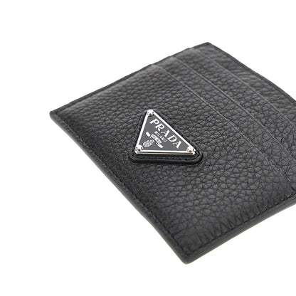 PRADA Grained leather cardholder with logo