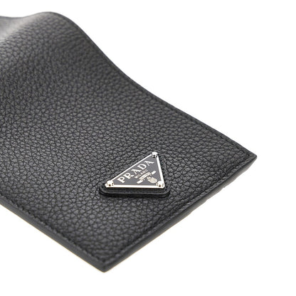 PRADA Grained leather bi-fold wallet