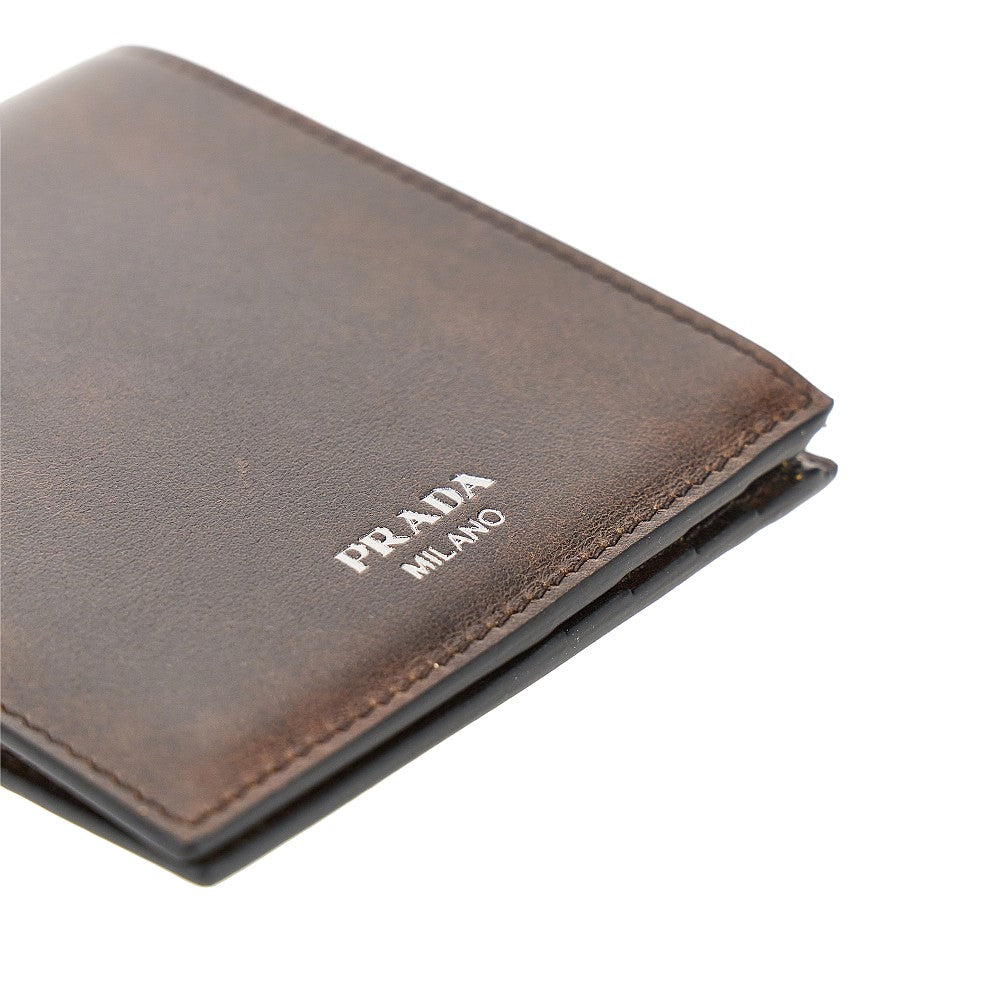 Prada Vintage effect leather bi-fold wallet