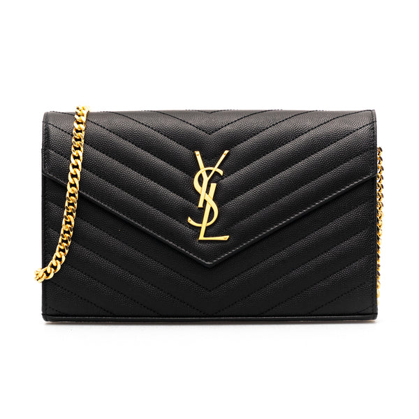 Saint Laurent 'Cassandre' leather wallet on chain