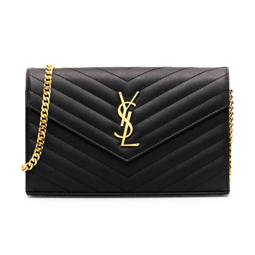Saint Laurent 'Cassandre' leather wallet on chain