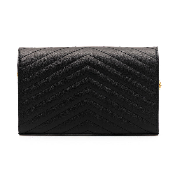 Saint Laurent 'Cassandre' leather wallet on chain