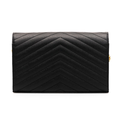 Saint Laurent 'Cassandre' leather wallet on chain