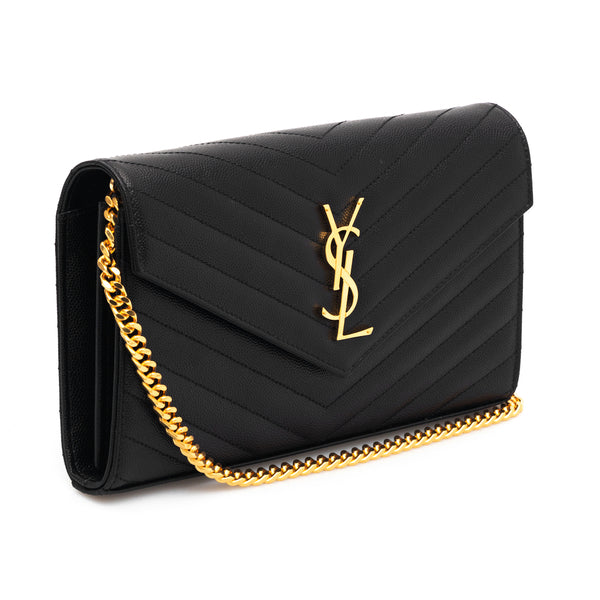 Saint Laurent 'Cassandre' leather wallet on chain