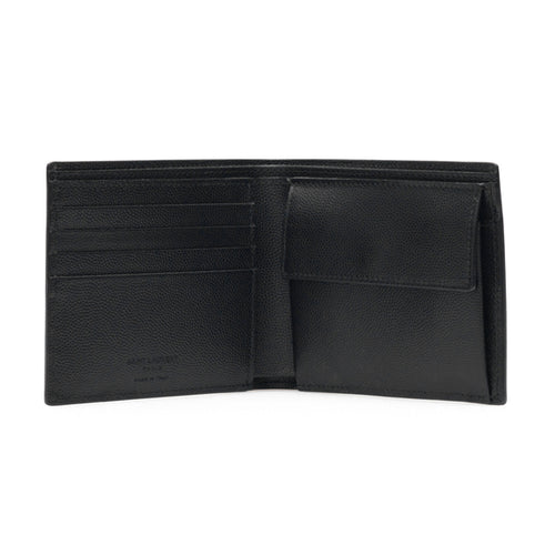 SAINT LAURENT Grain de Poudre leather bi-fold wallet