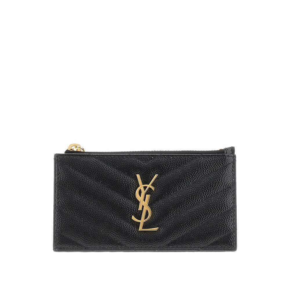 SAINT LAURENT Cassandre' grained leather cardholder pouch