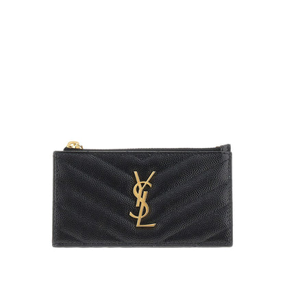 SAINT LAURENT Cassandre' grained leather cardholder pouch