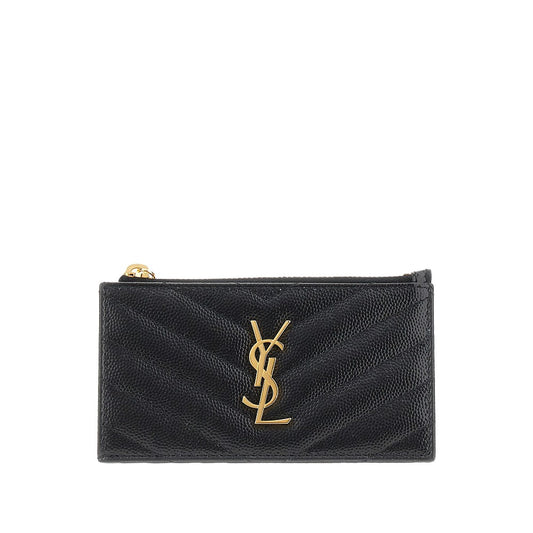 SAINT LAURENT Cassandre' grained leather cardholder pouch